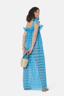Women's Jaime Dress In True Blue Lattice Lace -TUKE BAZAAR Sales Store 20221101 CASEYMARKS OM14790 scaled