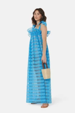 Women's Jaime Dress In True Blue Lattice Lace -TUKE BAZAAR Sales Store 20221101 CASEYMARKS OM14816 scaled