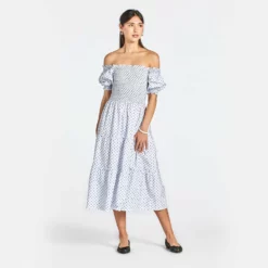 The Meg Dress -TUKE BAZAAR Sales Store 210320 Maxwell Geraldine Ecomm Meg BlueDot 3673copy