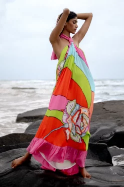 Hand Beaded Halter Gown -TUKE BAZAAR Sales Store 24b