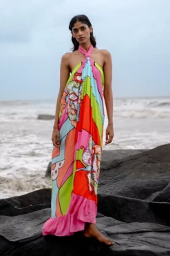 Hand Beaded Halter Gown -TUKE BAZAAR Sales Store 24c