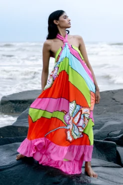 Hand Beaded Halter Gown -TUKE BAZAAR Sales Store 24g