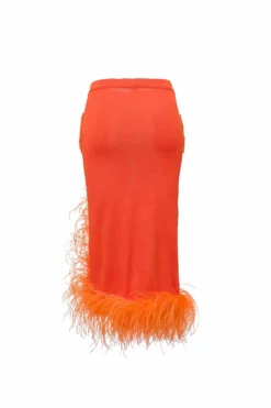 Orange Knit Midi Skirt -TUKE BAZAAR Sales Store 9A2A3835 ed