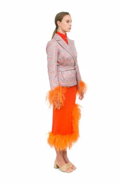 Orange Knit Midi Skirt -TUKE BAZAAR Sales Store 9A2A6922