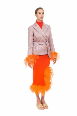 Orange Knit Midi Skirt -TUKE BAZAAR Sales Store 9A2A6924