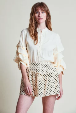 The Miniskirt -TUKE BAZAAR Sales Store AlyssaShirt Cream Miniskirt CreamPolkaDot 1