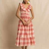Birdie Dress In Pink Handloom Check