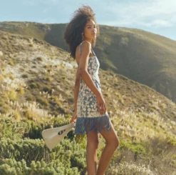 Avery Embroidered Fringe Mini Dress -TUKE BAZAAR Sales Store Carmel 23003 603 22225