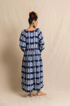 Frida Dress In Blue Handloom Ikat 10 Frida Dress In Blue Handloom Ikat -TUKE BAZAAR Sales Store FridainbluehandloomikatRVP 0438 scaled