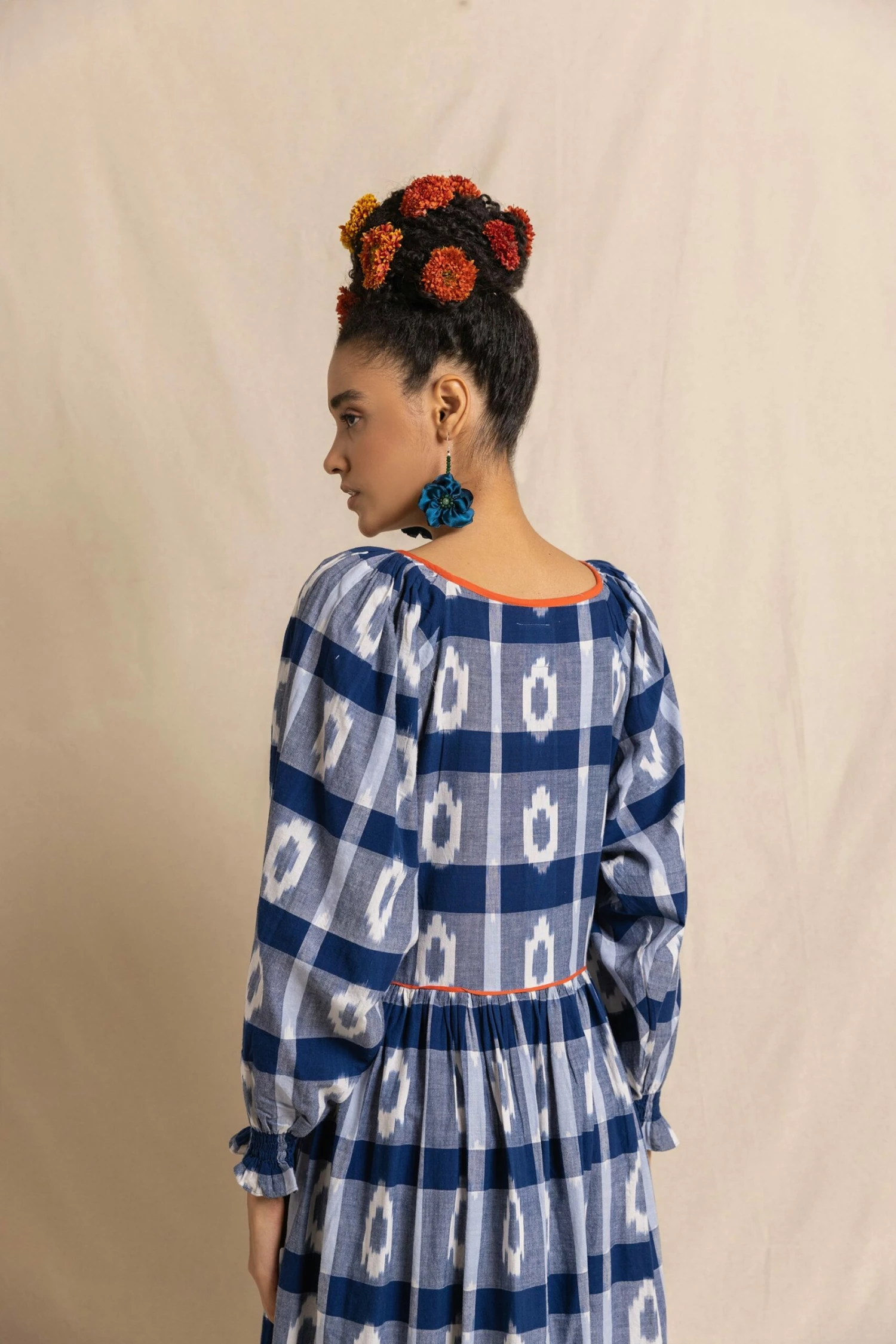 Frida Dress In Blue Handloom Ikat 6 Frida Dress In Blue Handloom Ikat - Image 6