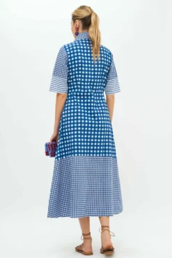 3/4 Shirt Dress Midi- Gingham Navy -TUKE BAZAAR Sales Store Gingham Navy Shirt Dress Midi 2 359b82a5 e070 4303 9b30 9e9abcc56be3 scaled