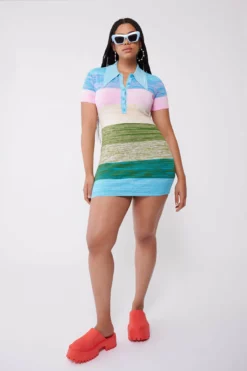 Space Dye Peachskin Polo Mini Dress 18 Space Dye Peachskin Polo Mini Dress -TUKE BAZAAR Sales Store JOOSTRICOT2023013130569