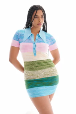 Space Dye Peachskin Polo Mini Dress 12 Space Dye Peachskin Polo Mini Dress -TUKE BAZAAR Sales Store JOOSTRICOT2023013130630