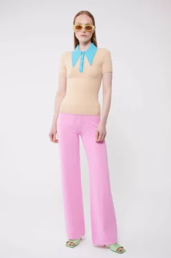 Fieno / Aqua Peachskin Short Sleeve Polo -TUKE BAZAAR Sales Store JOOSTRICOT2023013132321