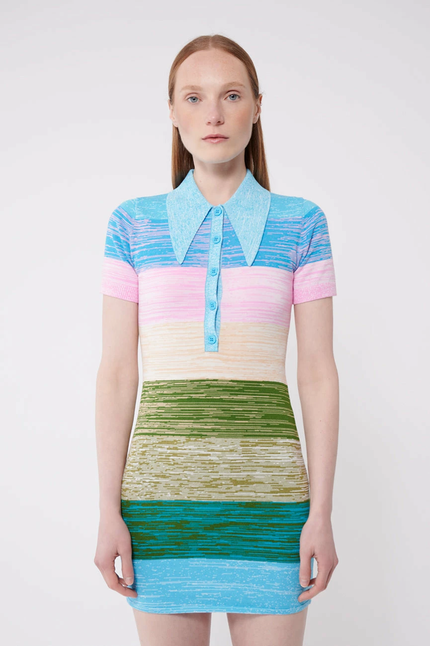 Space Dye Peachskin Polo Mini Dress 1 Space Dye Peachskin Polo Mini Dress