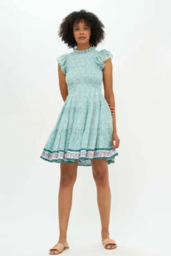 Smocked Flirty Short- Jamali Green
