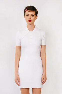 Ice Water Peachskin Rib Mini Polo Dress