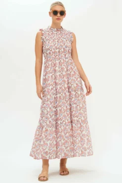 Sleeveless Smocked Maxi- Lucia Orange