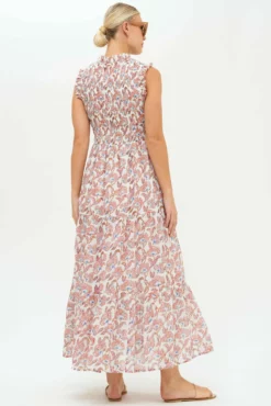 Sleeveless Smocked Maxi- Lucia Orange -TUKE BAZAAR Sales Store Lucia Orange SS Maxi 1.2 scaled