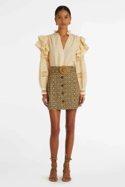 Carla Skirt -TUKE BAZAAR Sales Store Marie Oliver Carla Skirt Olive Shibori 02 scaled