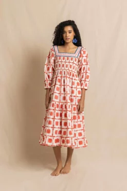 Mathilde Dress In Coral Lisboa -TUKE BAZAAR Sales Store MathildeincorallisboaRVP 9993 scaled