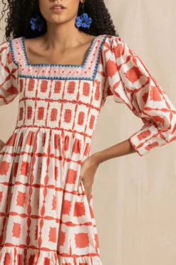 Mathilde Dress In Coral Lisboa -TUKE BAZAAR Sales Store MathildeincorallisboaRVP 9998 scaled