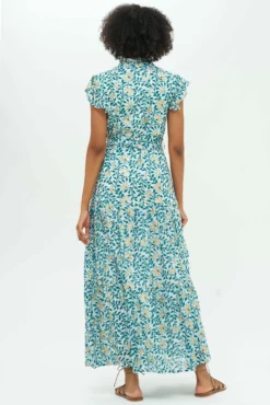 Ruffle Collar Button Maxi- Mondavi Green -TUKE BAZAAR Sales Store Mondavi Green RCBM 2 scaled