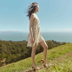 Katty Beaded Embroidered Mini Dress With Puka Fringe