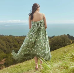 Gavin Embroidered Fringe Midi Dress -TUKE BAZAAR Sales Store MtTam 23009 511 4431