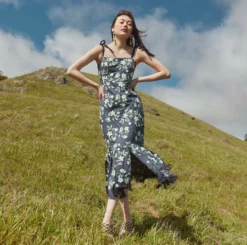 Desirae Embroidered Fringe Midi Dress