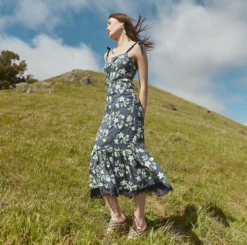 Desirae Embroidered Fringe Midi Dress -TUKE BAZAAR Sales Store MtTam 23041 650 3929