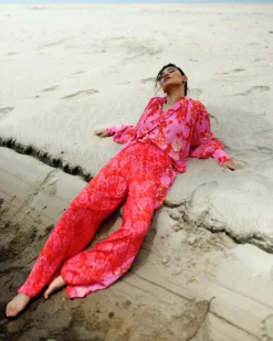 Pussy-Bow Blouse -TUKE BAZAAR Sales Store NA001 PinkandRedMonoRoses 6