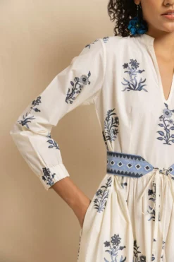 Nancy Dress In Blue Jodhpur Flower -TUKE BAZAAR Sales Store NancyDressinJodphurFlowermonoRVP 8860 scaled