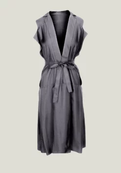 No.59 Tie Belt Dress -TUKE BAZAAR Sales Store No.59TieBeltDressFrontGrey