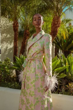 Jacquard Pink Coat -TUKE BAZAAR Sales Store OL H1409 scaled