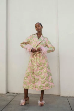 Jacquard Pink Coat -TUKE BAZAAR Sales Store OL H1467 scaled