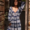 Frida Dress In Blue Handloom Ikat