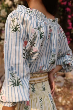 Pinto Blouse In Blue Jodphur Stripe -TUKE BAZAAR Sales Store RVP 1763