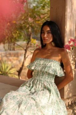 Ellen Dress In Emerald Chintz Trail