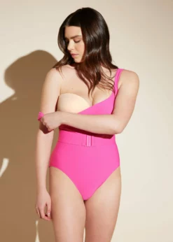 Sculpting Square Neck Tank -TUKE BAZAAR Sales Store STY 1671 SwimBelt UltraPink DETAIL scaled