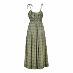 Anita - Iguana Check -TUKE BAZAAR Sales Store SilkCottenIguanaAnitaDress Back