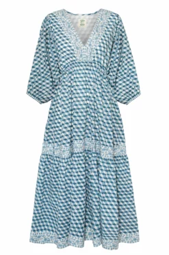 Jaime Dress In Blue Falling Blocks