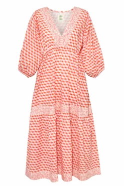 Jaime Dress In Pink Falling Blocks