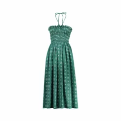 Billie Dress - Emerald Floral -TUKE BAZAAR Sales Store silkcottoninemerald billiedress Front