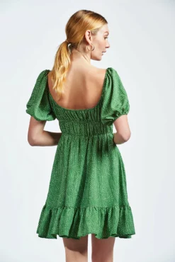 The Nixa Dress -TUKE BAZAAR Sales Store thenixadressgreendotty2