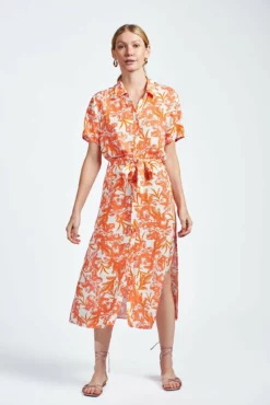 The Short Sleeve Kara Dress -TUKE BAZAAR Sales Store theshortsleevekaradressorangetropical1