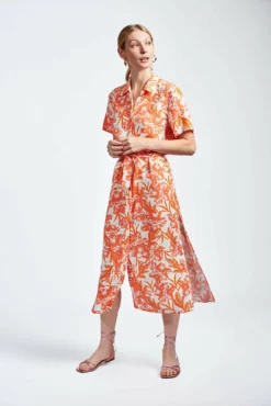 The Short Sleeve Kara Dress -TUKE BAZAAR Sales Store theshortsleevekaradressorangetropical3
