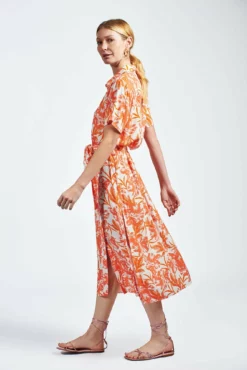 The Short Sleeve Kara Dress -TUKE BAZAAR Sales Store theshortsleevekaradressorangetropical4